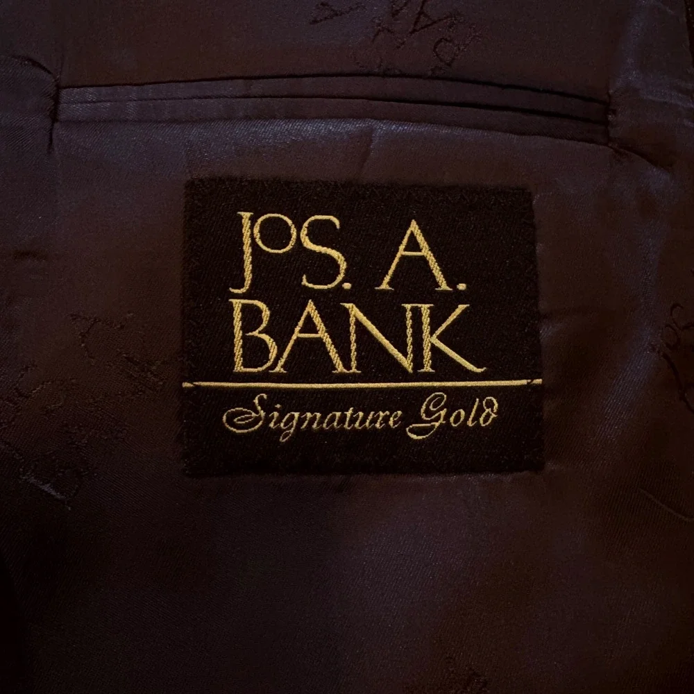 Jos A Bank Signature Gold Mens 46R Black Pinstripe 100% Wool Blazer‎ Gordon